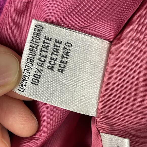 Vintage Christian Dior Silk Tweed Blazer Jacket Womens 14 Pink Gold Rhinestone - Picture 7 of 15